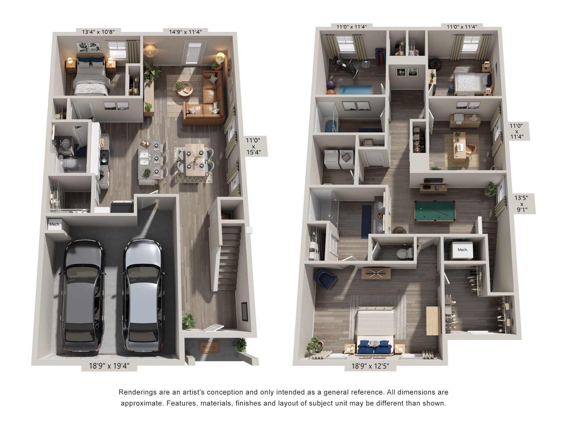 Floor plan for 5 beds, 3 baths, 2361 sqft